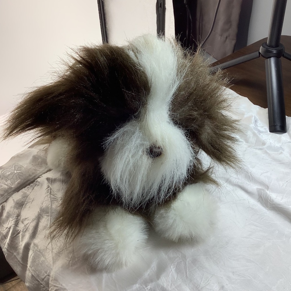 Furr‎ Real Shaggy Dog Plush Brown White Long Hair Stuffed Animal FR Logo